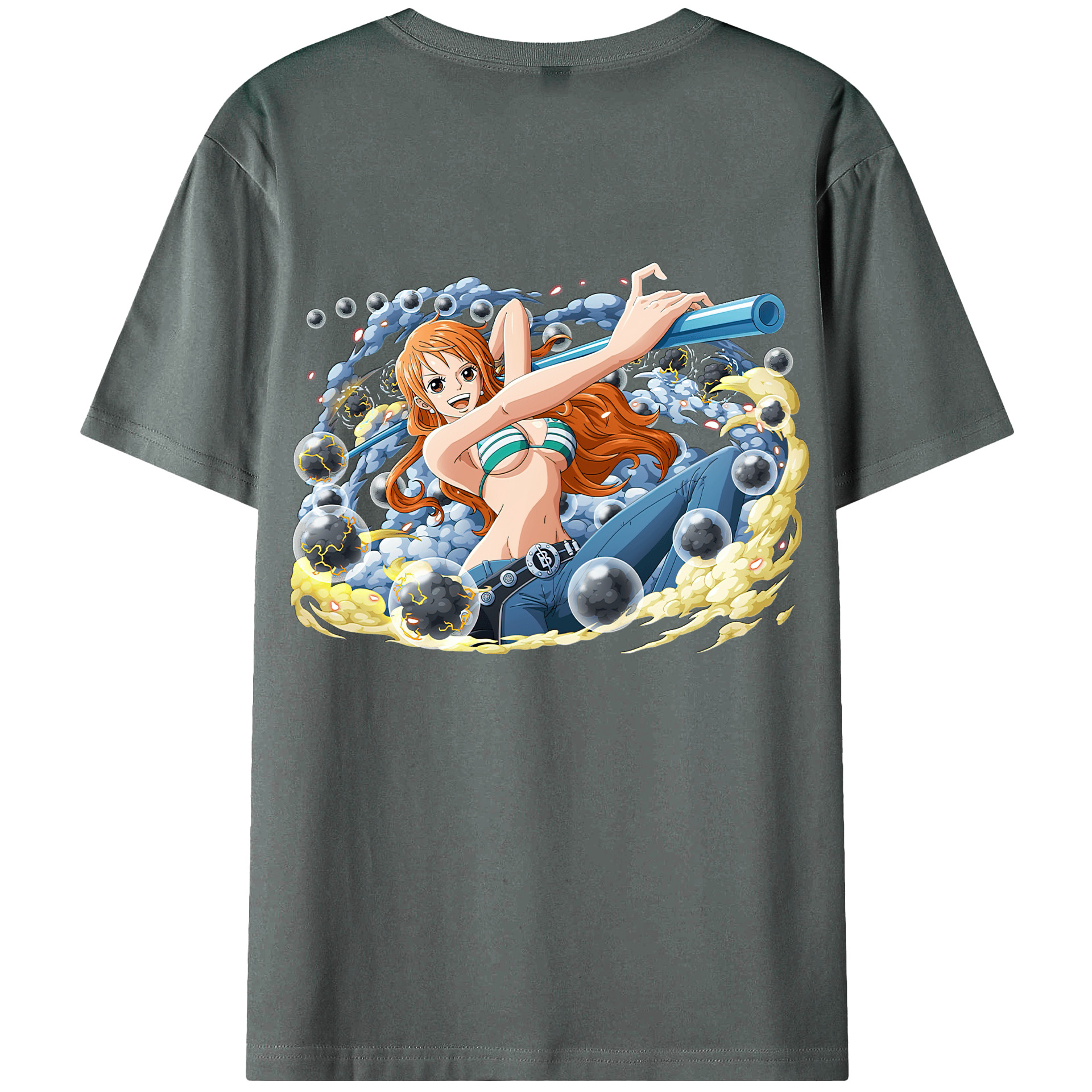 （画像用） ワンピース ナミ ONE PIECE Nami 綿100％ メンズ半袖Tシャツ（バックプリント） 通気性